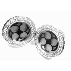 Rare! Authentic Harry Winston Ocean 18k White Gold Diamond Cufflinks